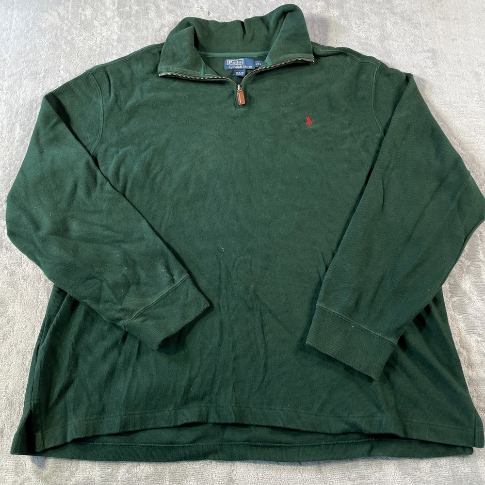 Polo Ralph Lauren Sweater Mens XXL Green 1/4 Zip Preppy Minimalist Luxury Office